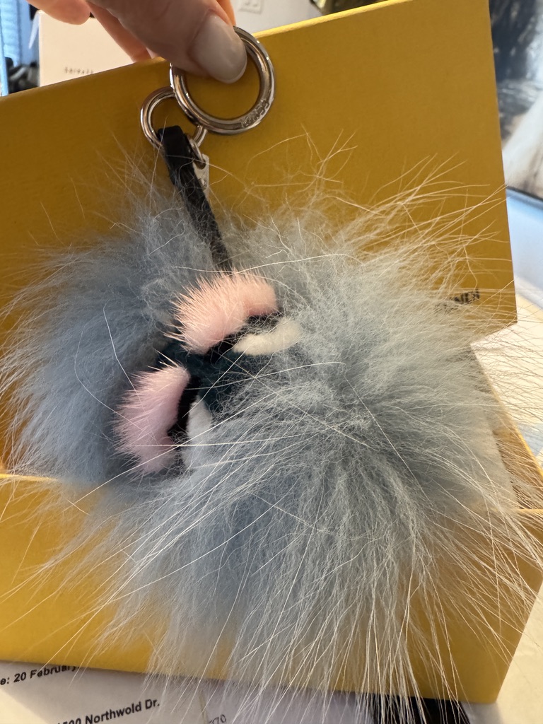 Monster Fur Bag Charm — Pale Blue & Pink