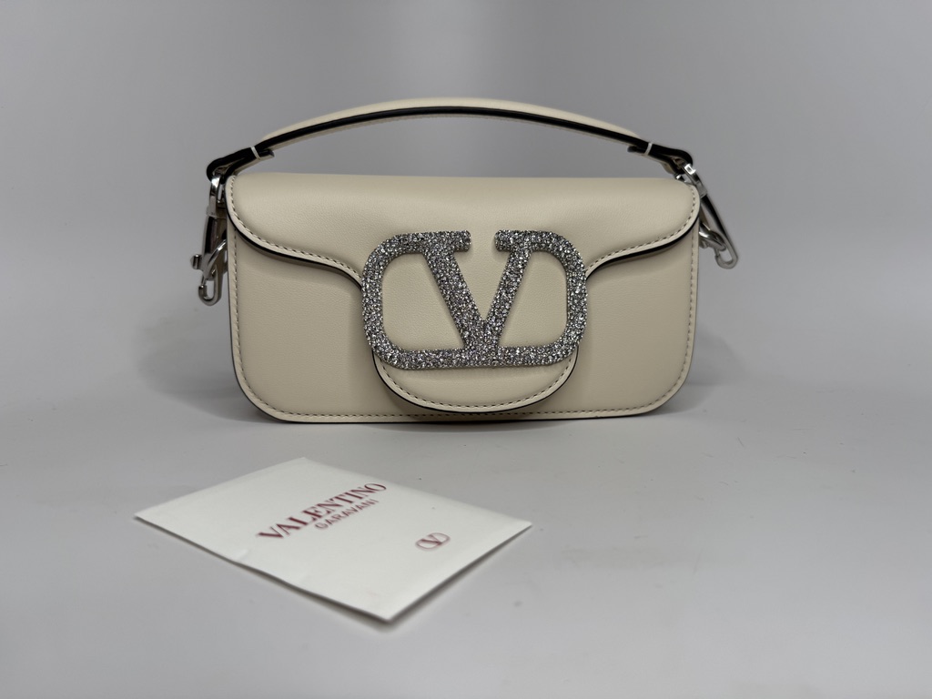 Loco Small Shoulder Bag — Ivory, Crystal VLogo