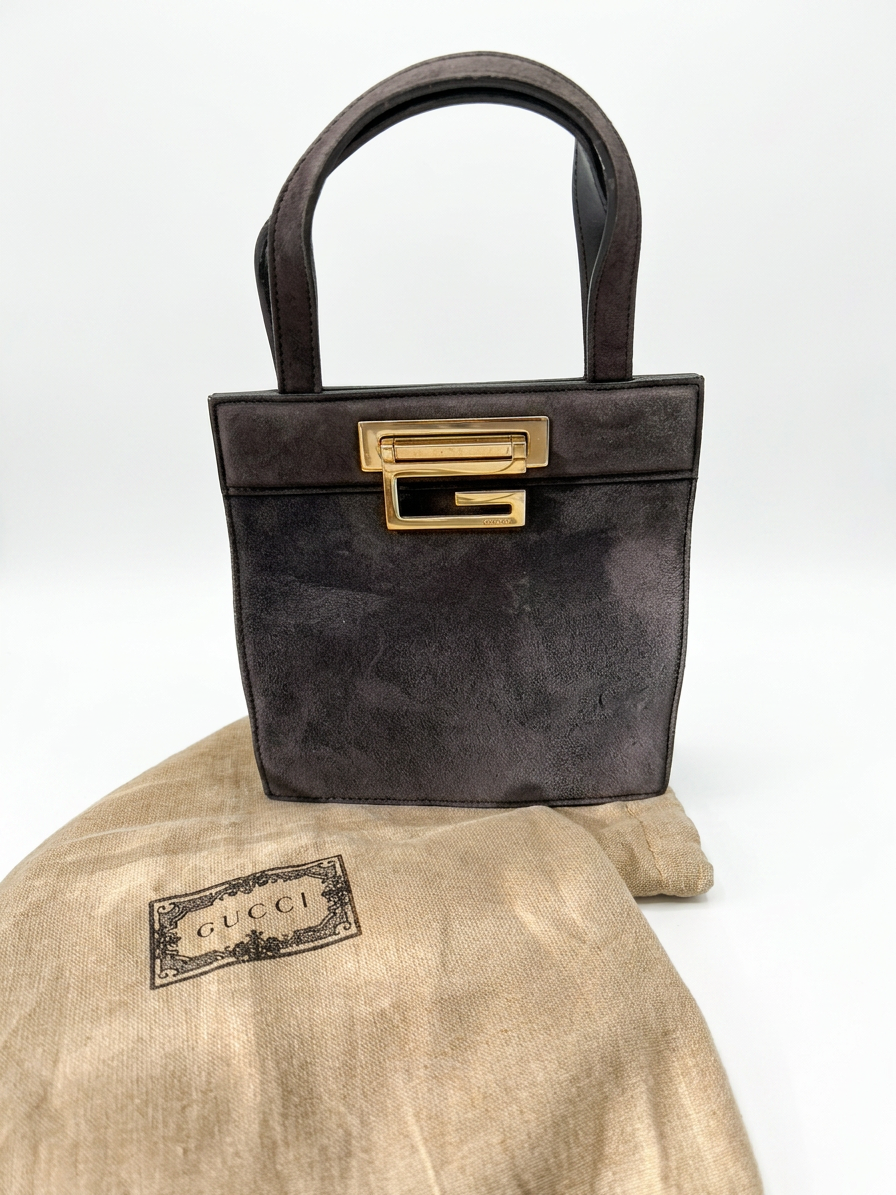 Vintage Suede G-Clasp Tote
