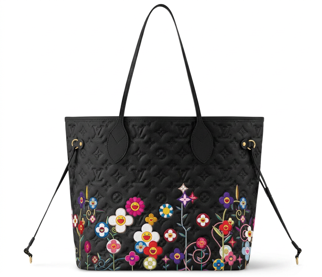 Neverfull MM × Murakami — Black Empreinte Flowers