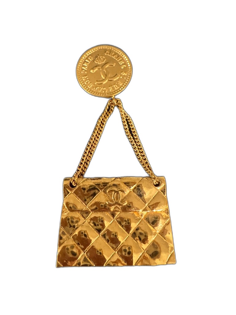 Vintage Quilted Bag Brooch