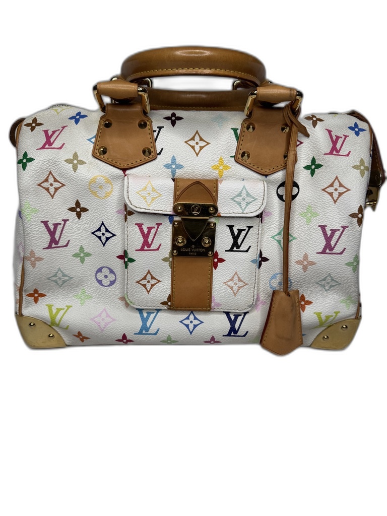 Authenticated Louis Vuitton Multicolore Speedy 30 in white by Takashi Murakami from the Coconiko Collection inventory